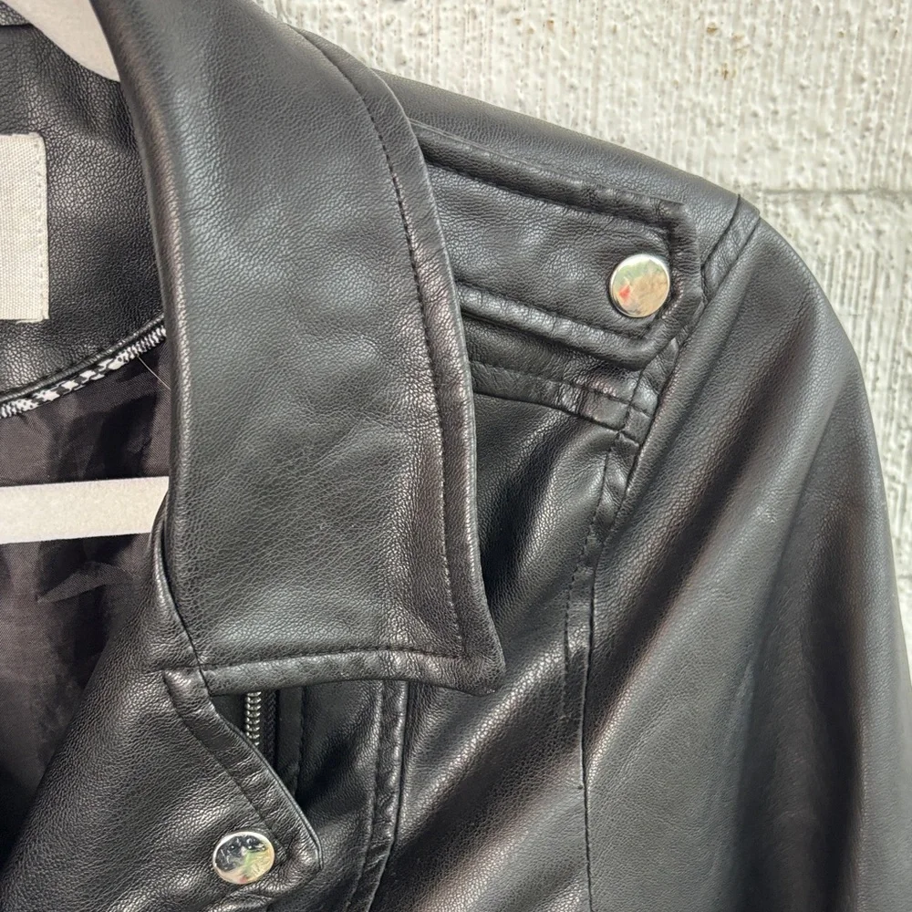Zara Faux Leather Girls Sleek Black Biker Moto Jacket sz 10